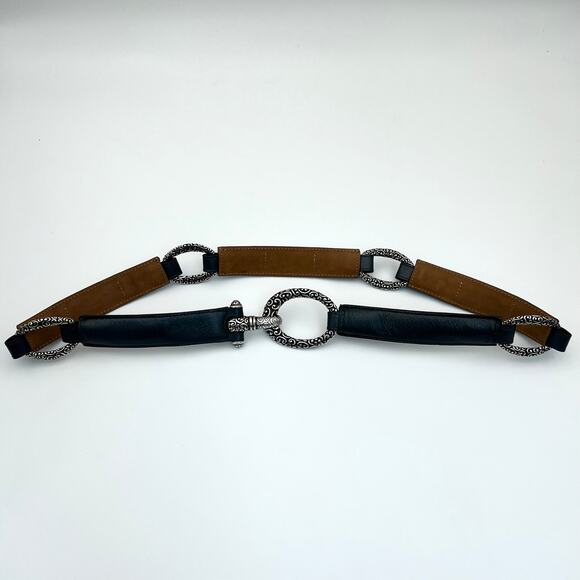 Brighton Gray Leather Belt Womens 38 Oval Ring Hook Closure Classic Style Silver main image 10